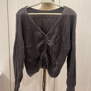 Hollister Dark Gray Ribbed Sweater Cardigan